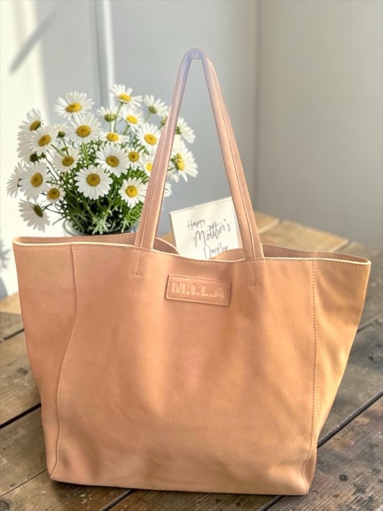 MILA Handbags - M.I.L.A Blush Pink Suede Tote Bag Large Minimalist Luxury Everyday Work Travel